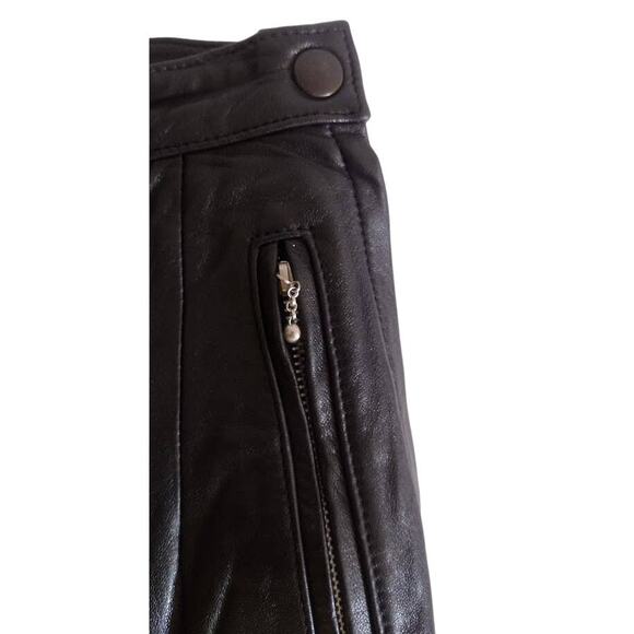 Etchtes Leder Womens Black Leather Pants, Size 40 (L) withZip Pockets and Cuffs - Picture 5 of 7